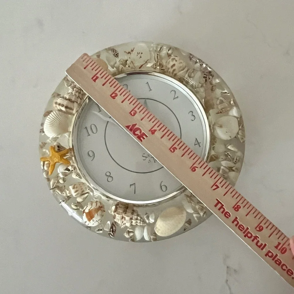 Vintage Sands of Time Lucite Seashell Wall Clock Retro Coastal Beach House Decor